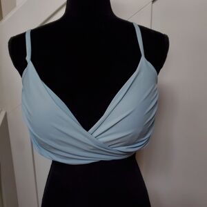 Push up plunge front twist wrap bikini top